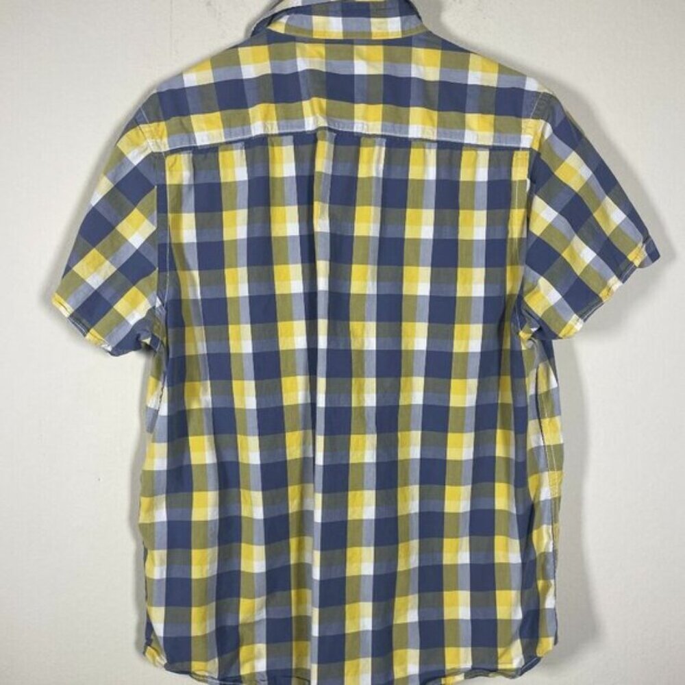 Code Men's Short Sleeve Yellow Gray Plaid BU Shirt Medium/44Cm Cotton!